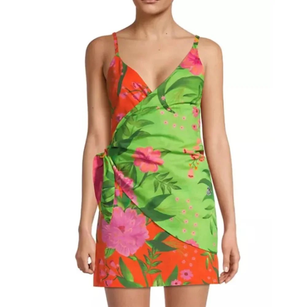 FARM Rio 'Romantic Garden' Wrap Cover-Up Mini Dress, Multicolor - Picture 3 of 6